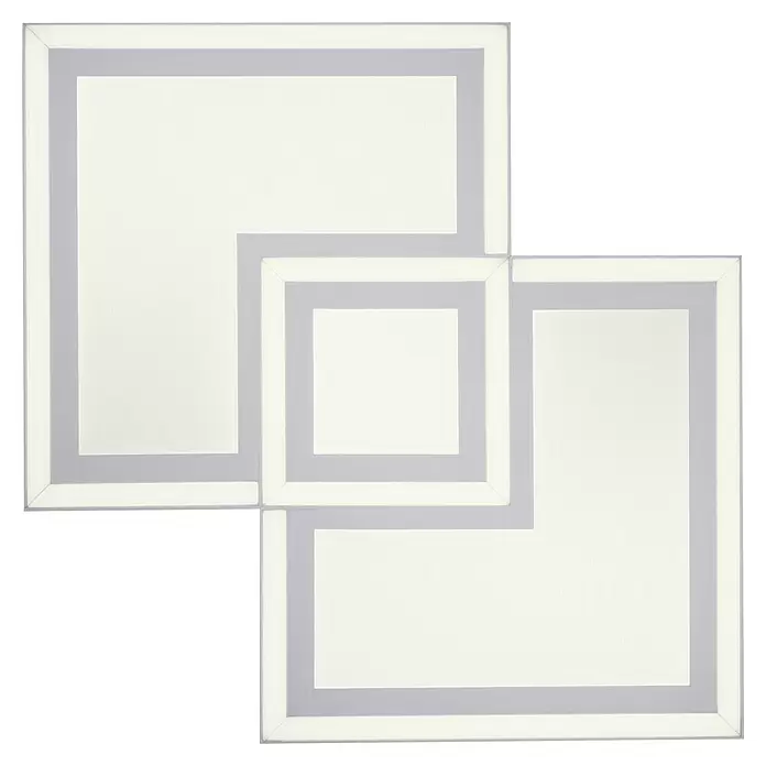 Just Light LED-Deckenleuchte Bedging - 40 W, L x B x H: 40 x 40 x 5,6 cm, Weiß, Warmweiß - Set aus drei weißen und hellgrauen überlappenden Bilderrahmen.