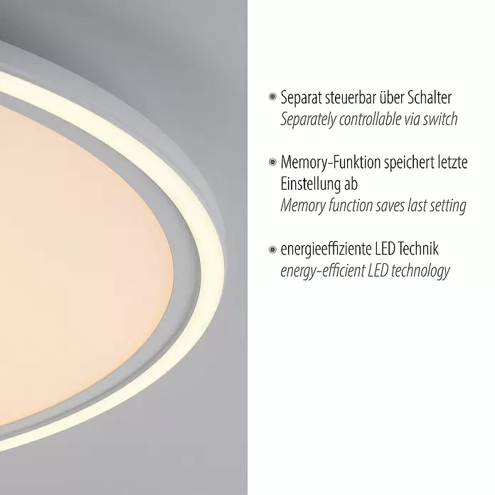 Just Light LED-Deckenleuchte Bedging - 27 W, Weiß, Warmweiß - Moderne weiße LED-Deckenleuchte mit elegantem Design und warmem Licht.