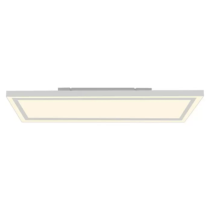 Just Light LED-Deckenleuchte Bedging - 39 W, L x B x H: 80 x 35 x 5,6 cm, Weiß, Warmweiß - Rechteckige graue Deckenleuchte mit warmweiß beleuchtetem Innenbereich, für moderne Räume.