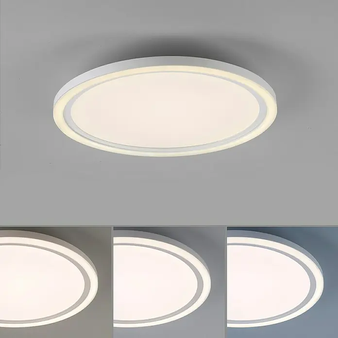 Just Light LED-Deckenleuchte Bedging - 27 W, Weiß, Warmweiß - Runde LED-Deckenleuchte in Weiß mit verschiedenen Lichtmodi, die eine elegante und moderne Beleuchtungslösung bietet.