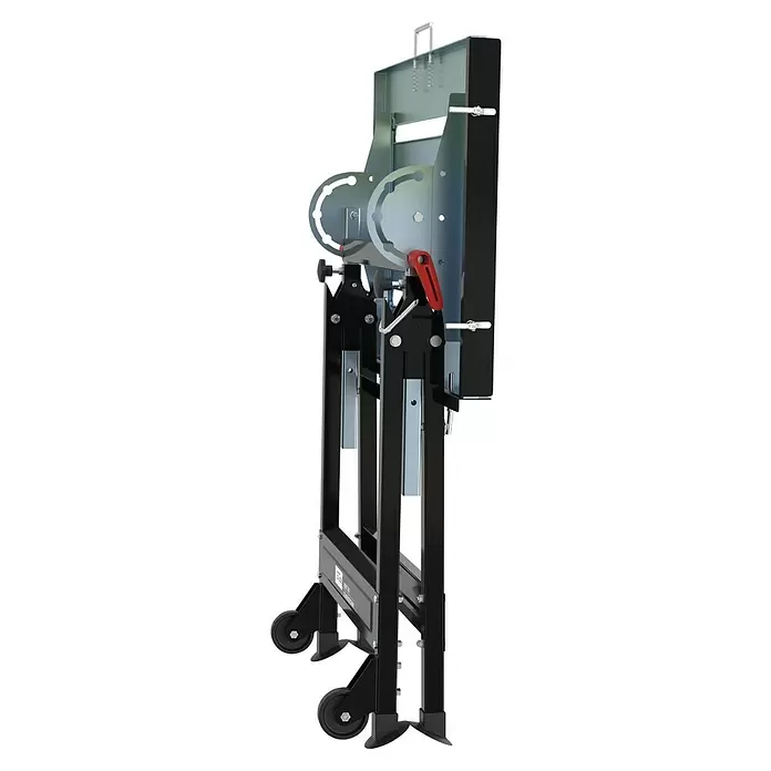 Güde Schweißtisch MSKT 760 - L x B: 760 x 500 mm - Hoher schwarzer und silberner professioneller Schneidmaschinenständer mit Rollen und verstellbarem Winkelmechanismus.
