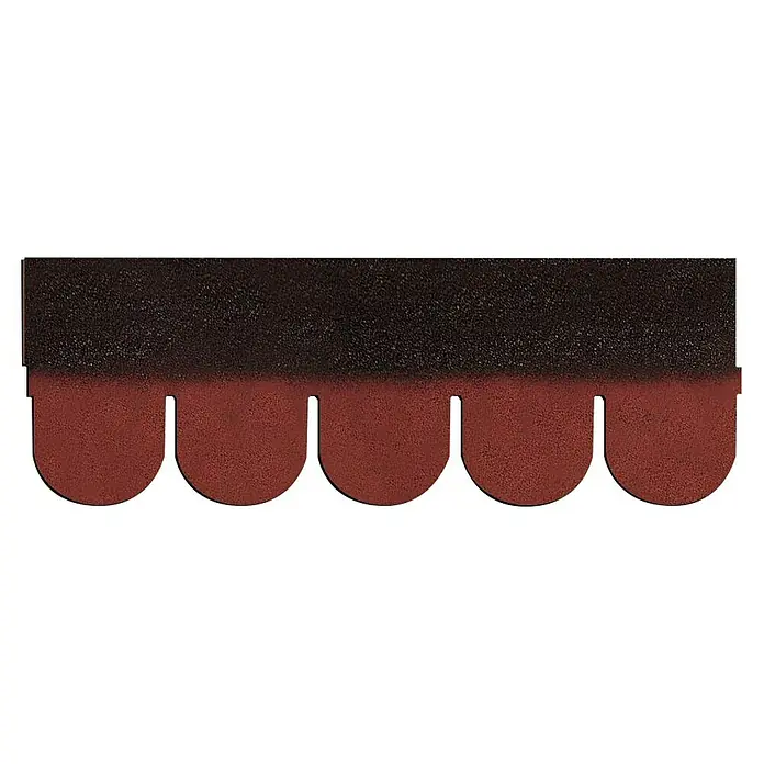 Onduline Tégola cola castor - Rojo - Primer plano de tejas rojas de cola de castor, que muestran su forma semicircular y textura, típicas para cubiertas.