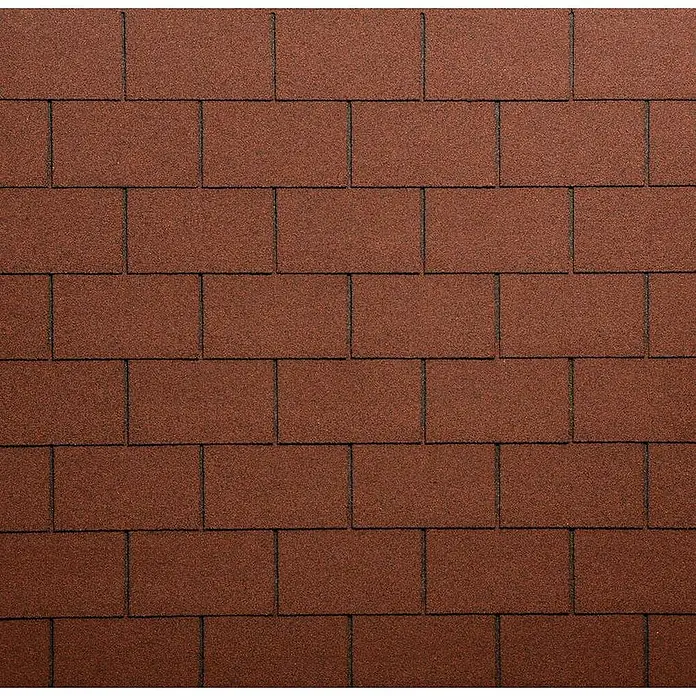 Onduline Tégola standard rectangular - 34 x 100 cm, Otros, Rojo - Primer plano de tejas rojas con juntas oscuras, creando un patrón uniforme y texturizado.