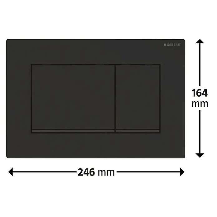 Geberit Betätigungsplatte Sigma 20 - 115.883.16.1 - Schwarz Lackiert, 2-Mengen-Spülung - Geberit Betätigungsplatte Sigma20 in Schwarz mit den Maßen 246 x 164 mm, ideal für moderne Badezimmerdesigns.