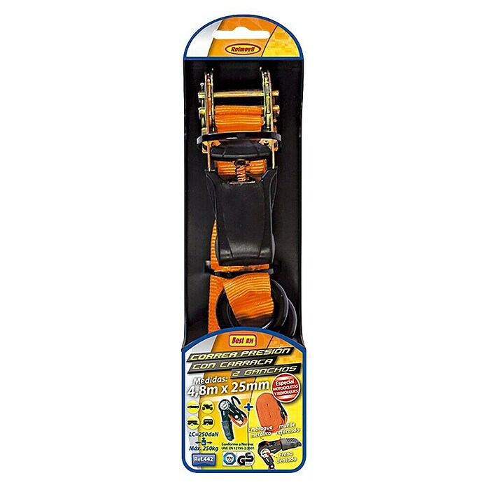 Rolmovil Correa de amarre con trinquete (3 m x 25 mm, Carga soportada: 250 kg, 2 estribos) | BAUHAUS