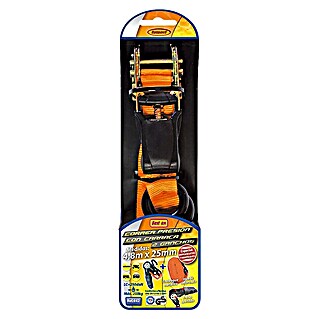 Rolmovil Correa de amarre con trinquete (3 m x 25 mm, Carga soportada: 250 kg, 2 estribos)