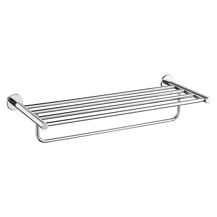 Camargue Carlit Toallero con estante - Ancho: 60 cm, Níquel - Un toallero cromado con estante para el baño. La solución ideal para mayor almacenamiento y para secar toallas.