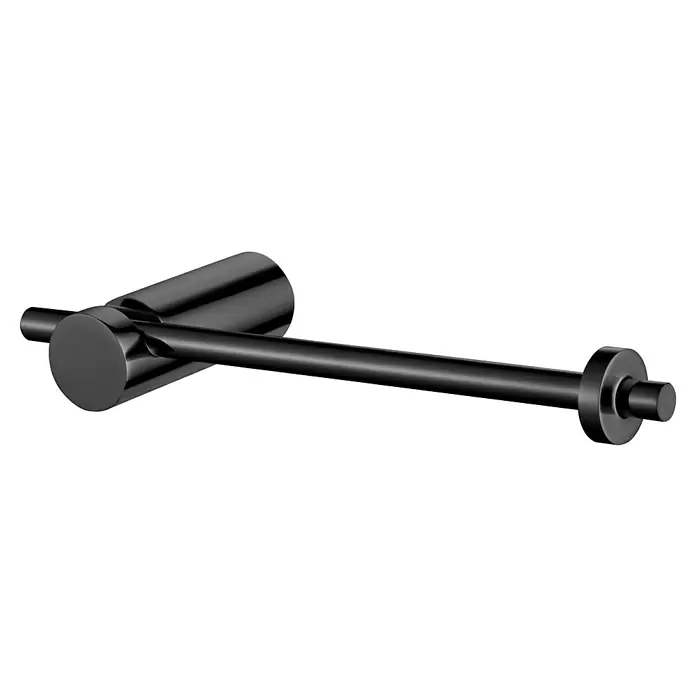 Camargue Montblanc Portarrollos papel higiénico - Sin tapa, Negro, Mate - Un primer plano de un portarrollos de papel higiénico negro, que muestra un accesorio de baño elegante y moderno.