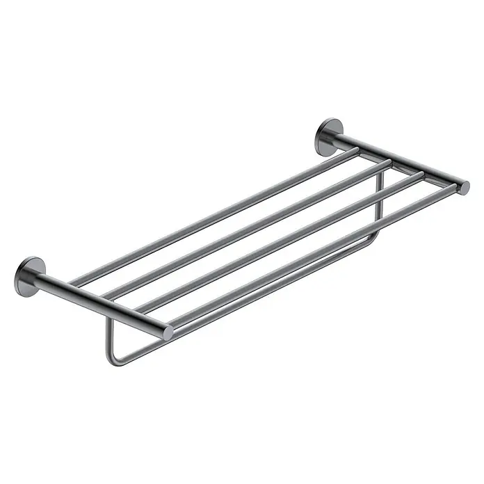 Camargue Carlit Toallero con estante - Ancho: 60 cm, Black gun metal - Elegante toallero cromado con tres barras y un estante adicional para accesorios de baño.