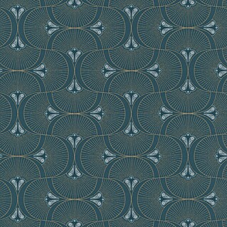 Rasch Selection Vliestapete Art-Deco (Petrolblau-Gold, Grafisch, 10,05 x 0,53 m)