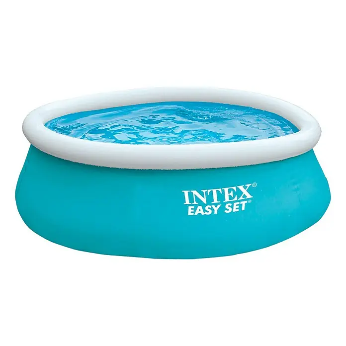 Intex Piscina Quick-Up Easy Set - Ø x Al: 183 x 51 cm, Azul, 886 l - Piscina Intex Easy Set con cuenca azul y anillo superior inflable blanco, llena de agua clara, ideal para refrescarse en verano.