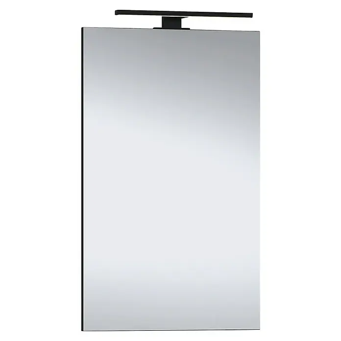 Astor Ombra Lichtspiegel - 40 x 70 cm, Schwarz - Schwarzer Badezimmerspiegel mit integrierter Beleuchtung. Ein stilvolles und modernes Badaccessoire.