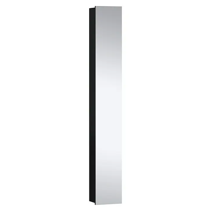 Astor Ombra Spiegelschrank - B x H: 23 x 149 cm, Schwarz, Matt - Schlanker, hochformatiger Spiegelschrank mit schlichtem Design. Der Spiegelschrank bietet praktischen Stauraum für Badutensilien und überzeugt durch sein modernes Aussehen.