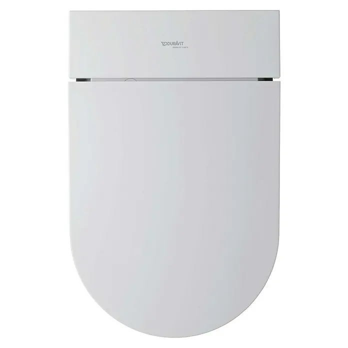 Duravit Wand-Dusch-WC-Set Starck Plus Compact - Spülrandlos, Mit antibakterieller Glasur, Spülform: Tief, WC Abgang: Waagerecht, Weiß - Ein elegantes, weißes Duravit Dusch-WC mit klaren Linien und einem modernen Design für ein stilvolles Badezimmer.