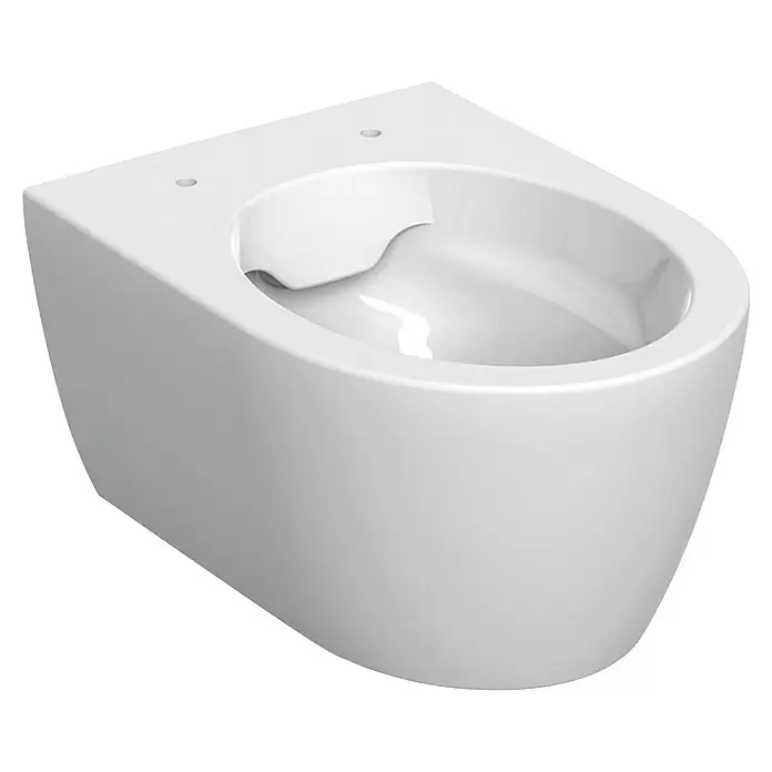 Geberit iCon Wand-WC XS 2 - Spülrandlos, Ohne Spezialglasur, Spülform: Tief, WC Abgang: Waagerecht, Weiß - Weißes wandhängendes WC aus Keramik mit modernem, spülrandlosem Design.