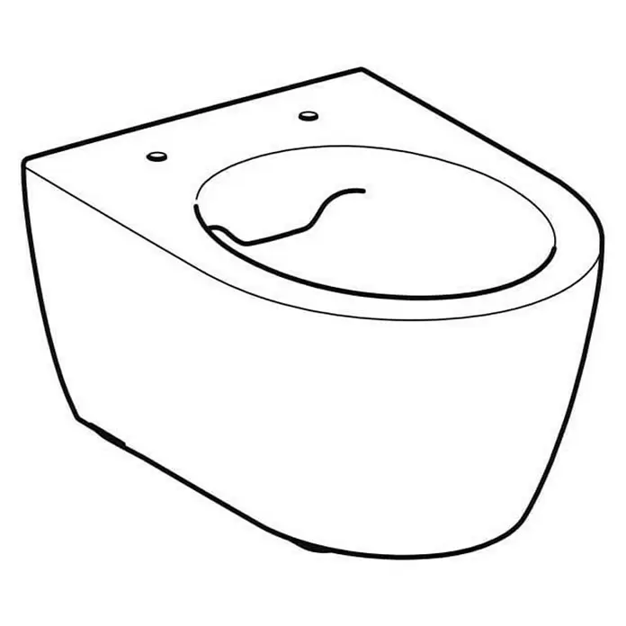 Geberit iCon Wand-WC XS 2 - Spülrandlos, Ohne Spezialglasur, Spülform: Tief, WC Abgang: Waagerecht, Weiß - Weißes wandhängendes WC, Strichzeichnung. Modernes, spülrandloses Design.