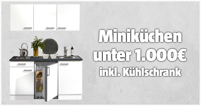 Miniküchen unter 1000 Euro inkl. Kühlschrank