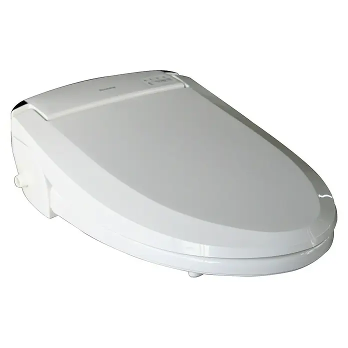 Dusch-WC-Sitz Blooming NB-R1060D - Kunststoff, Weiß, Mit Absenkautomatik - Nahaufnahme eines weißen Bidet-Toilettensitzes mit elektronischen Funktionen. Moderne Badkeramik für Hygiene und Komfort im Bad.