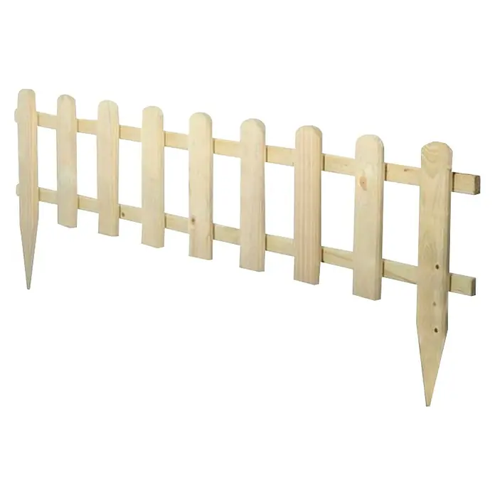 Ministeckzaun Stakete - 120 x 45 cm, Lärche - Hölzerner Gartenzaun für den Außenbereich mit abgerundeten Pfosten und Erdspießen, ideal für die Gartengestaltung.