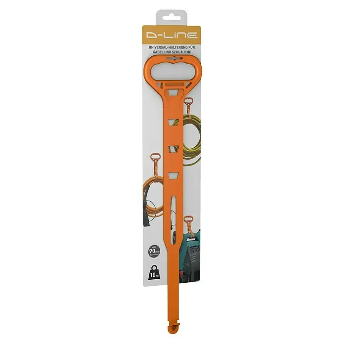 D-Line Kabelverbinder Universalhalterung mit Griff/Aufhängung - Orange - D-Line Universalhalterung für Kabel und Schläuche. Die orangefarbene Aufbewahrungshilfe ist ideal zum einfachen Aufhängen von Kabeln.
