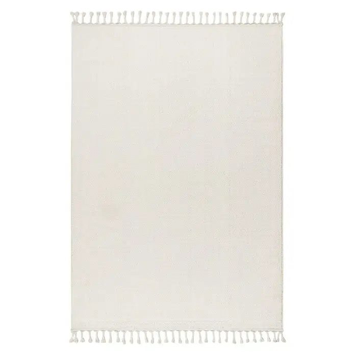Fransenteppich Tunis 400 - Ivory, 150 x 80 cm, 100 % Polyester - Elfenbeinfarbener Teppich mit Fransen. Die perfekte Ergänzung für jeden Raum und bietet Komfort und Stil mit seiner weichen Textur.
