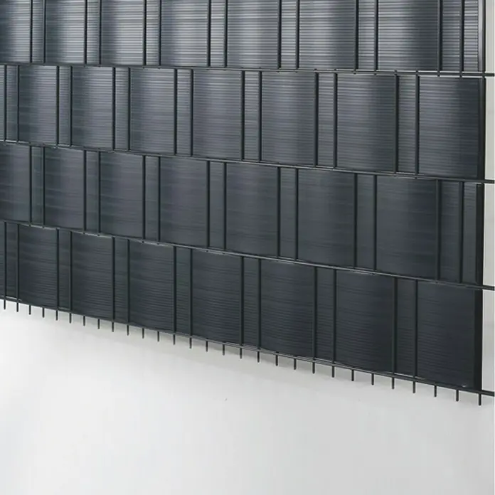 Stabilit Sichtschutzstreifen - Anthrazit, 201,5 x 19,2 cm, 5 Stk. - Schwarzer Kunststoffzaun mit horizontalen Lamellen und vertikalen Streben bietet Privatsphäre und Schutz vor Wind. Robust und langlebig.