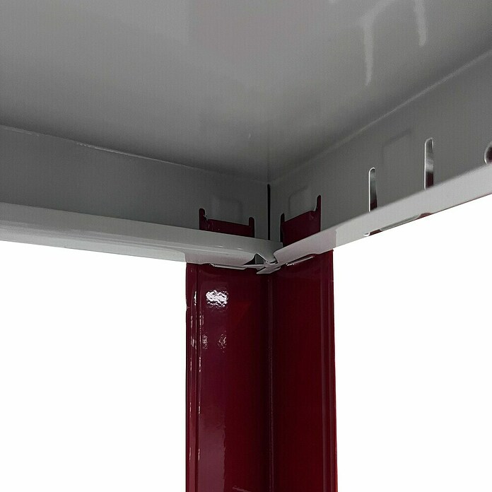 Regalux Schwerlastregal (Traglast pro Boden: 65 kg, Anzahl Böden: 5 Stk., Stecken, Grau/Rot) | BAUHAUS