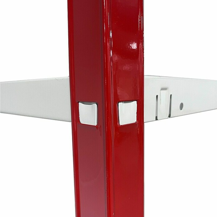 Regalux Schwerlastregal (Traglast pro Boden: 65 kg, Anzahl Böden: 5 Stk., Stecken, Grau/Rot) | BAUHAUS