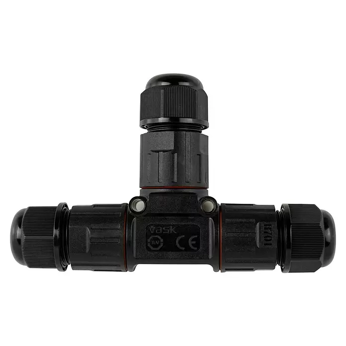 REV Kabelverbinder für Kabeldurchmesser: 9-11 mm schwarz - IP68 - Schwarzer T-förmiger wasserdichter Kabelverbinder für Außeninstallationen.