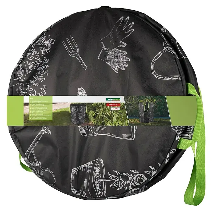 Windhager Motiv Gartenabfallsack - 180 l, L x B x H: 58 x 58 x 69 cm - Gartensack Pop-Up: Praktischer Helfer mit Gartenmotiven. Ø 58 x 67 cm, ca. 100 l. Ideal für Gartenabfälle und mehr.