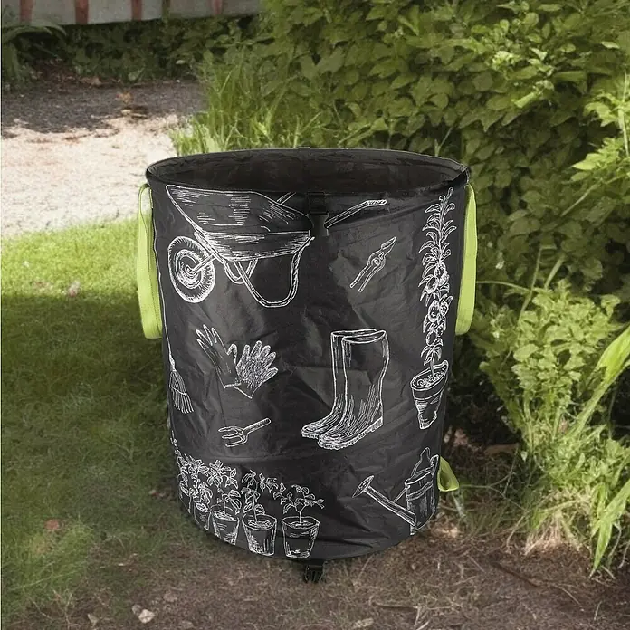 Windhager Motiv Gartenabfallsack - 180 l, L x B x H: 58 x 58 x 69 cm - Gartensack mit Gartenmotiven: Schubkarre, Handschuhe, Gießkanne. Ideal für Gartenabfälle und Laub. Praktisch und dekorativ für jeden Garten.