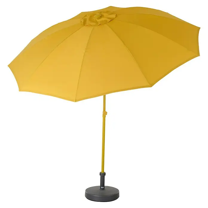 Siena Garden Marktschirm rund Paolo - Curry, Durchmesser Bespannung: 270 cm - Gelber Sonnenschirm mit robustem Ständer für den Außenbereich, ideal für Garten, Terrasse oder Balkon.