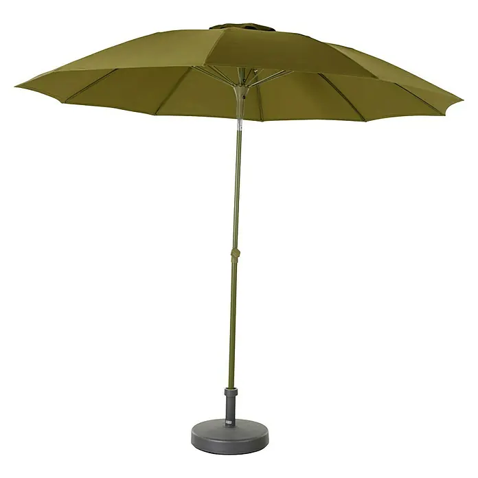 Siena Garden Marktschirm rund Paolo - Olive, Durchmesser Bespannung: 270 cm - Sonnenschirm in Olivgrün mit robustem Ständer für den Garten oder die Terrasse, ideal für sonnige Tage.