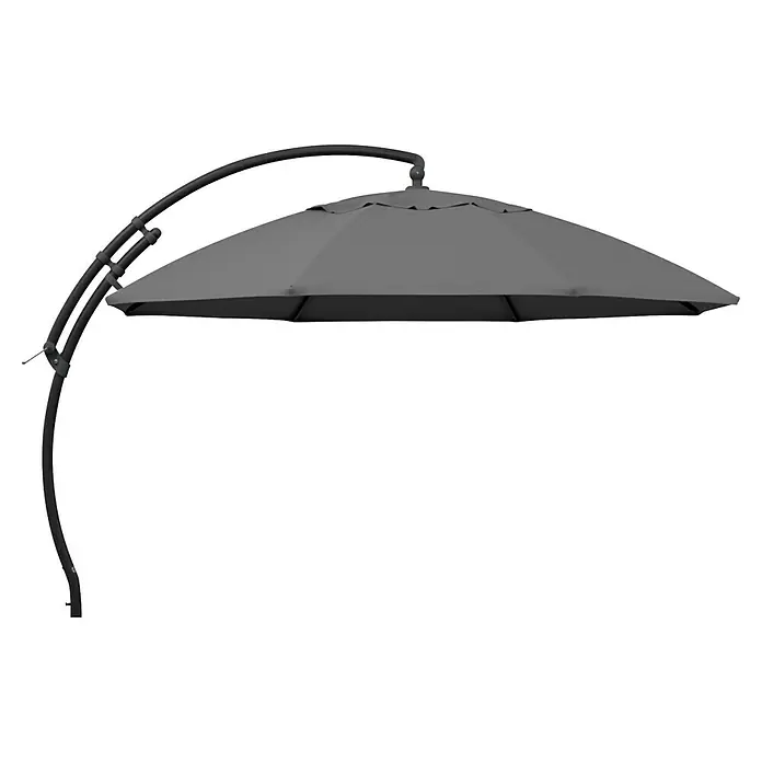 Sun Garden Ampelschirm rund Easy Sun - Grau-meliert, Durchmesser Bespannung: 375 cm - Grauer, hängender Sonnenschirm mit gebogenem Mast für Schatten im Garten oder auf der Terrasse, ideal für entspannte Stunden im Freien.