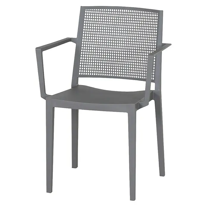 Siena Garden Urban Lights Stapelsessel Set Square - 4 Stk., Polypropylen, Stapelbar, Grau, B x T x H: 56 x 56 x 80 cm - Grauer Stuhl mit Armlehnen und Rückenlehne im Rattan-Design. Der Stuhl hat ein modernes Design und ist ideal für den Innen- und Außenbereich geeignet.