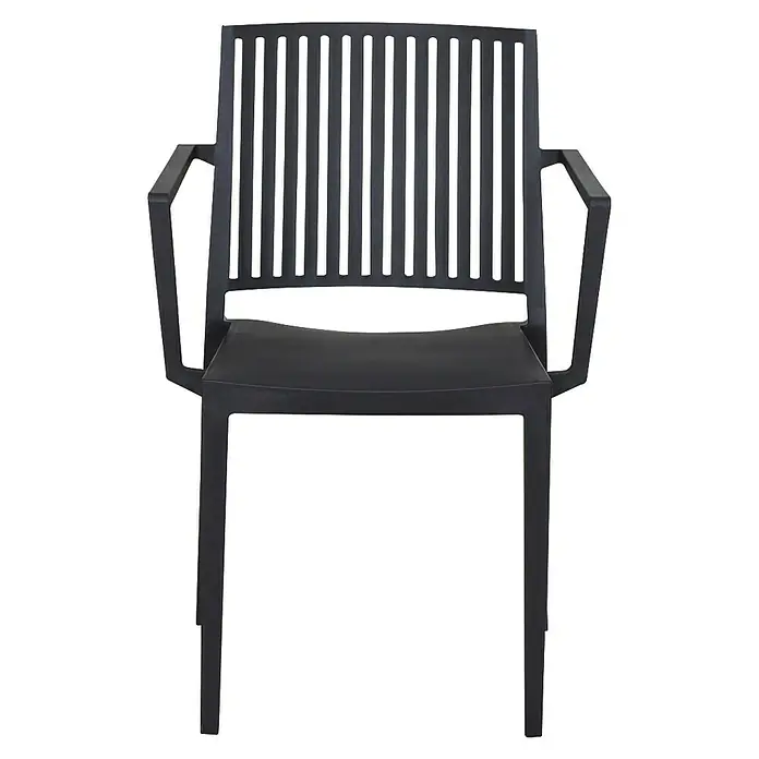 Siena Garden Urban Lights Gartenmöbel-Set Sessel Lane/Tisch Sola - 5 -tlg., Polypropylen, Anthrazit, Stapelbar - Elegante schwarze Gartenstuhl mit Armlehnen und Lattenmuster. Perfekt für den Außenbereich und stilvolle Entspannung auf Terrasse oder Balkon.