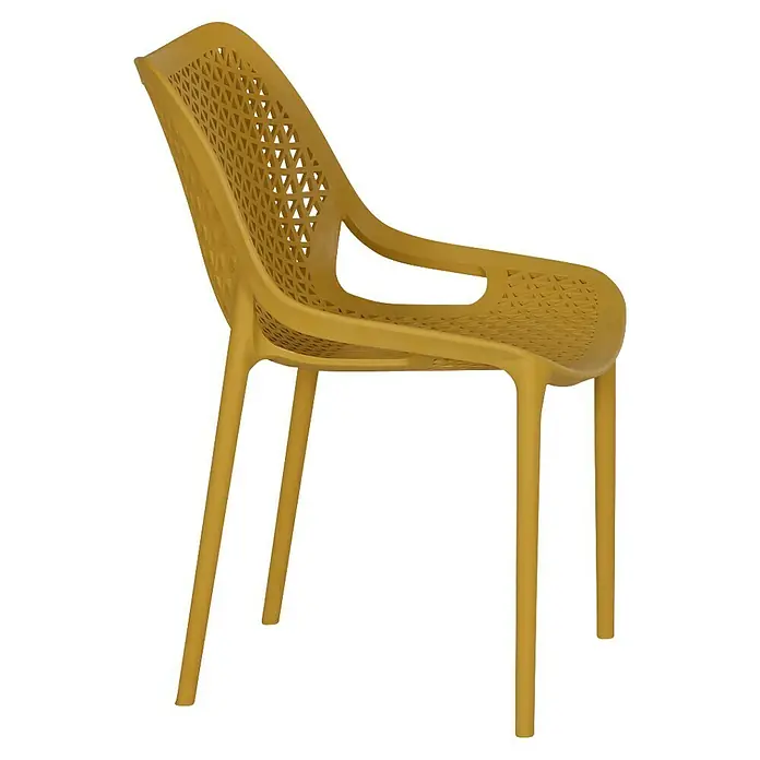 Siena Garden Urban Lights Stapelsessel Set District - 4 Stk., Polypropylen, Stapelbar, Mustard, B x T x H: 60 x 50 x 81 cm - Gelber Design-Stuhl mit Armlehnen und perforierter Sitzfläche. Ideal für den Innen- und Außenbereich, bietet Komfort und modernes Aussehen.