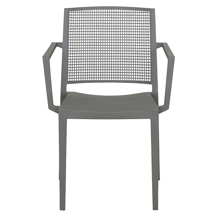 Siena Garden Urban Lights Stapelsessel Set Square - 4 Stk., Polypropylen, Stapelbar, Grau, B x T x H: 56 x 56 x 80 cm - Grauer Armlehnstuhl mit einem durchbrochenen Rücken und einem minimalistischen Design. Perfekt für den modernen Wohnraum.