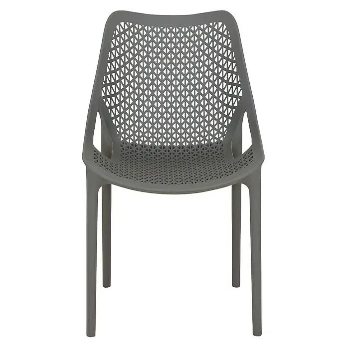 Siena Garden Urban Lights Gartenmöbel-Set District Sessel/Sola Tisch - Tisch (L x B x H): 160 x 90 x 71 cm, Sessel (L x B x H): 50 x 60 x 81 cm, 5 -tlg., Polypropylen, Grau/Anthrazit, Stapelbar - Grauer Kunststoffstuhl mit Lochmuster für den Außenbereich. Das Möbel ist modern und robust, ideal für Garten oder Terrasse.