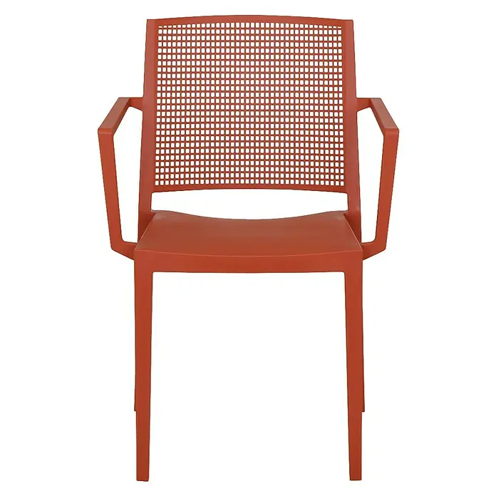 Siena Garden Urban Lights Gartenmöbel-Set Square Sessel/SolaTisch - 3 -tlg., Polypropylen, Brick/Anthrazit, 80 x 80 cm - Roter Sessel mit Armlehnen und perforierter Rückenlehne. Das moderne Design macht ihn zu einem Blickfang.