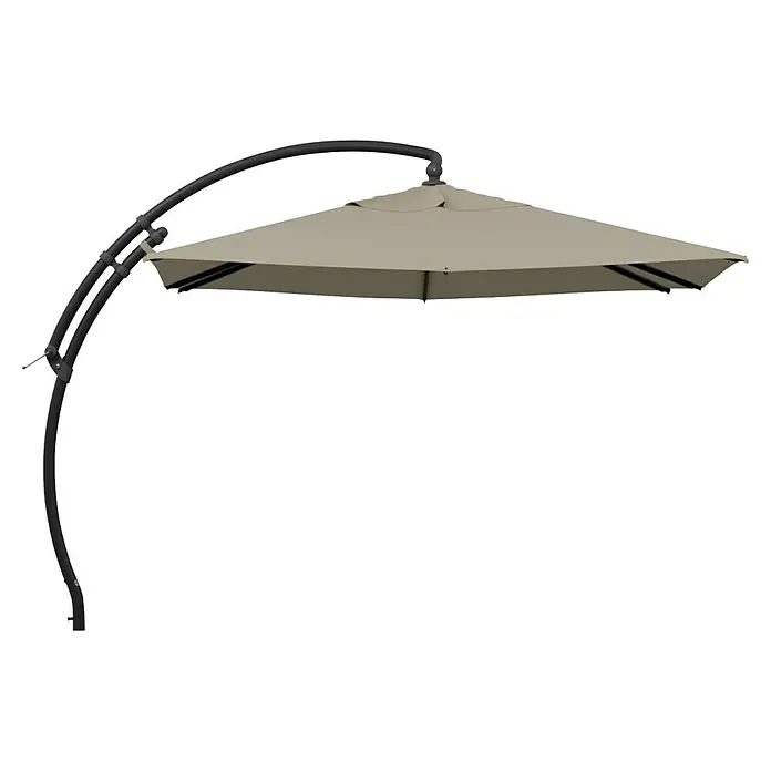 Sun Garden Ampelschirm Easy Sun - Beige-meliert, Bespannungsmaß (L x B): 300 x 300 cm - Großaufnahme eines beigefarbenen Ampelschirmes mit schwarzem Gestell, ideal für den Garten oder die Terrasse. Er spendet Schatten und sieht stilvoll aus.