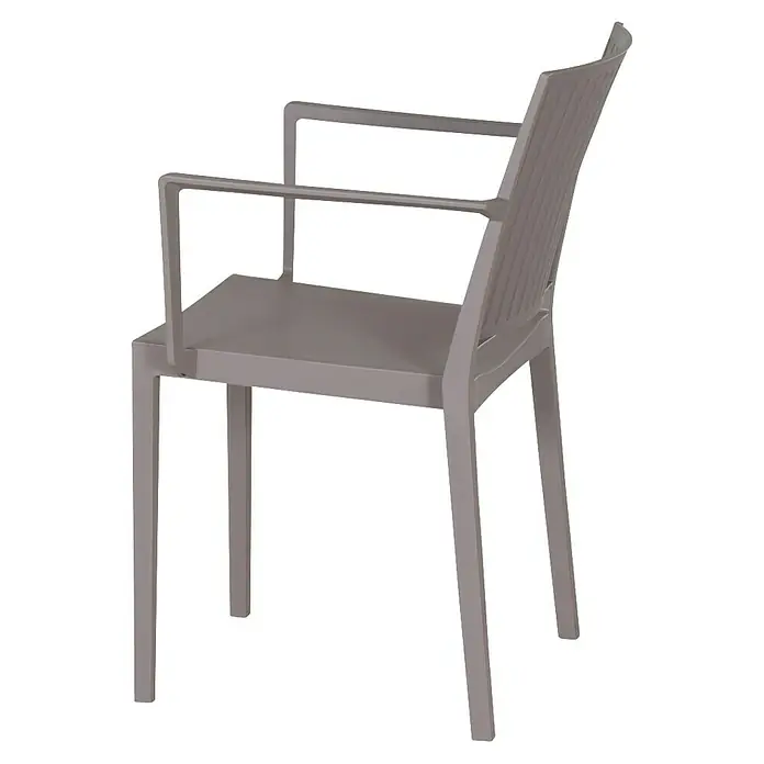 Siena Garden Urban Lights Gartenmöbel-Set Lane Sessel/Sola Tisch - 3 -tlg., Polypropylen, Taupe/Anthrazit, 80 x 80 cm - Dieser moderne Stuhl in hellem Grau hat Armlehnen und ein leicht geneigtes Rückenteil. Er bietet Komfort und Stil für jeden Raum.