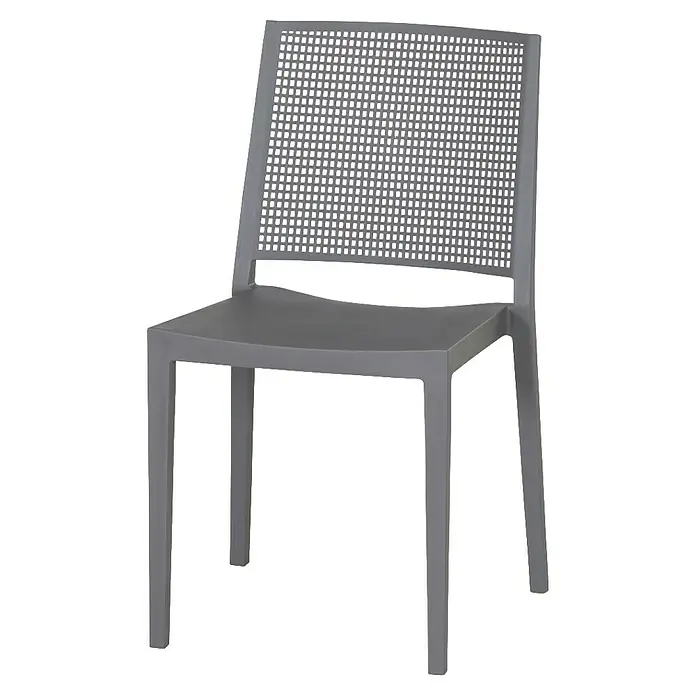 Siena Garden Urban Lights Stapelstuhl Square - Polypropylen, Stapelbar, Grau, B x T x H: 46 x 56 x 80 cm - Grauer Stuhl mit geflochtener Rückenlehne und minimalistischem Design. Ideal für moderne Esszimmer oder Terrassen.