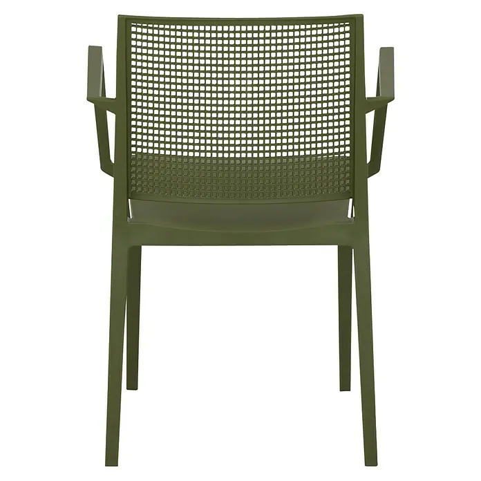 Siena Garden Urban Lights Stapelsessel Set Square - 2 Stk., Polypropylen, Stapelbar, Olive, B x T x H: 56 x 56 x 80 cm - Grüner Armlehnstuhl mit durchbrochener Rückenlehne. Der Stuhl hat ein modernes Design und ist ideal für den Außenbereich.
