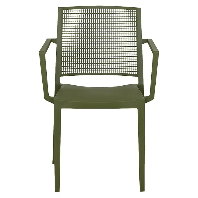 Siena Garden Urban Lights Stapelsessel Set Square - 2 Stk., Polypropylen, Stapelbar, Olive, B x T x H: 56 x 56 x 80 cm - Grüner Stuhl mit Armlehnen und einem gewebten Rückenteil. Er verleiht jedem Raum einen modernen Touch und ist gleichzeitig funktional und bequem.