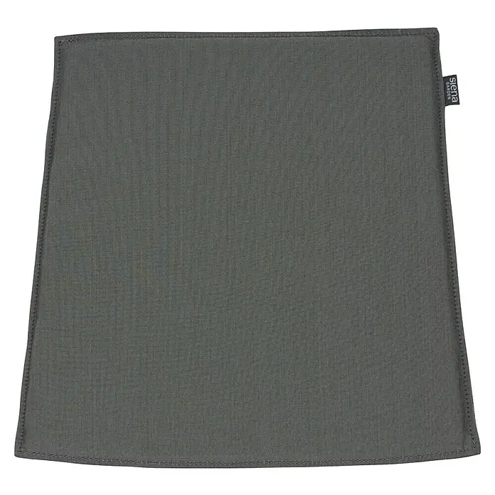 Siena Garden Urban Lights Sitzkissen Square / Lane - L x B x H: 43 x 44 x 1,5 cm, Anthrazit, 83% Polypropylen / 17% Polyurethan - Nahaufnahme von Siena Garden Sitzkissen, einem grauen Kissen mit feiner Textur und sauberer Naht, perfekt für Gartenmöbel.