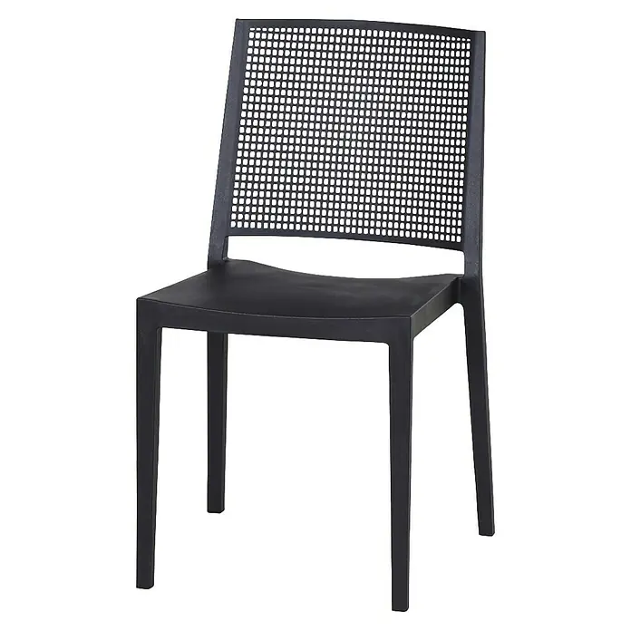 Siena Garden Urban Lights Stapelstuhl Square - Polypropylen, Stapelbar, Anthrazit, B x T x H: 46 x 56 x 80 cm - Elegante schwarze Sitzgelegenheit: Ein stilvoller Stuhl mit einem fein gearbeiteten Rückendesign, perfekt für moderne Räume.