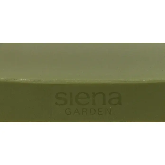 Siena Garden Urban Lights Gartenmöbel-Set Sessel Lane/Tisch Sola - 5 -tlg., Polypropylen, Olive/Anthrazit, Stapelbar - Nahaufnahme eines grünen Siena Garden Produkts mit dezentem Logodruck.