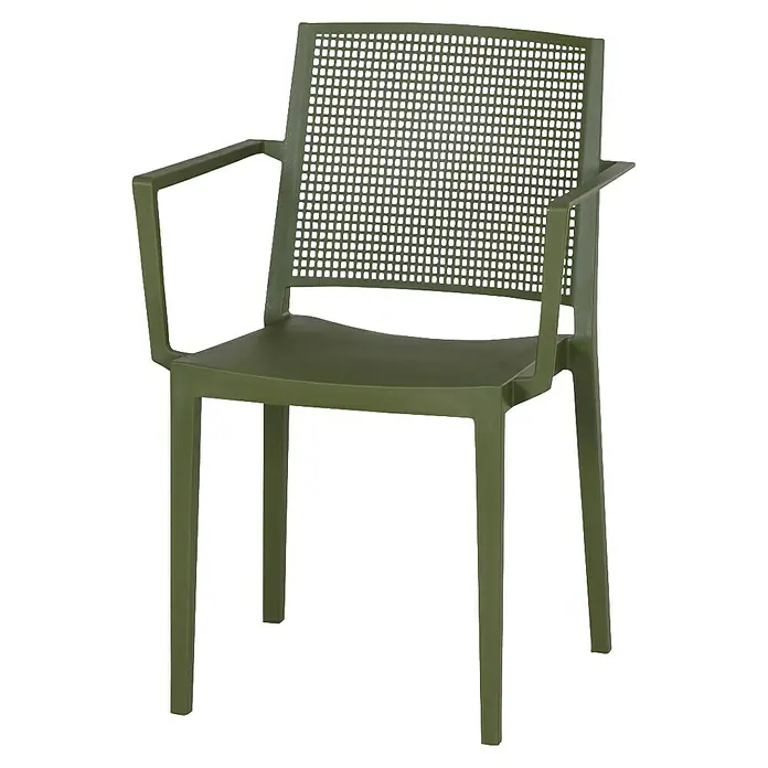 Siena Garden Urban Lights Stapelsessel Set Square - 2 Stk., Polypropylen, Stapelbar, Olive, B x T x H: 56 x 56 x 80 cm - Moderner grüner Armlehnstuhl mit geflochtener Rückenlehne. Der Stuhl hat eine schlichte, elegante Form und ist ideal für den Innen- und Außenbereich.