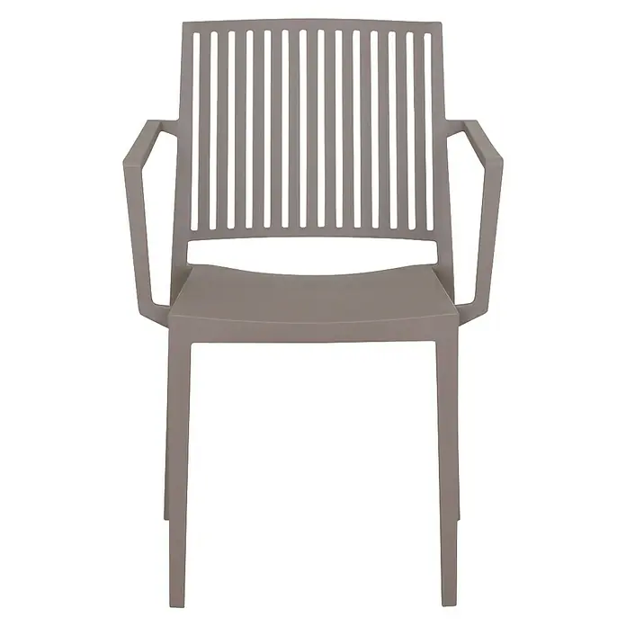 Siena Garden Urban Lights Gartenmöbel-Set Lane Sessel/Sola Tisch - 3 -tlg., Polypropylen, Taupe/Anthrazit, 80 x 80 cm - Grauer Stuhl mit Armlehnen und Lattenmuster im Rückenbereich, ideal für den Außenbereich. Stilvolles Design für Garten oder Terrasse.